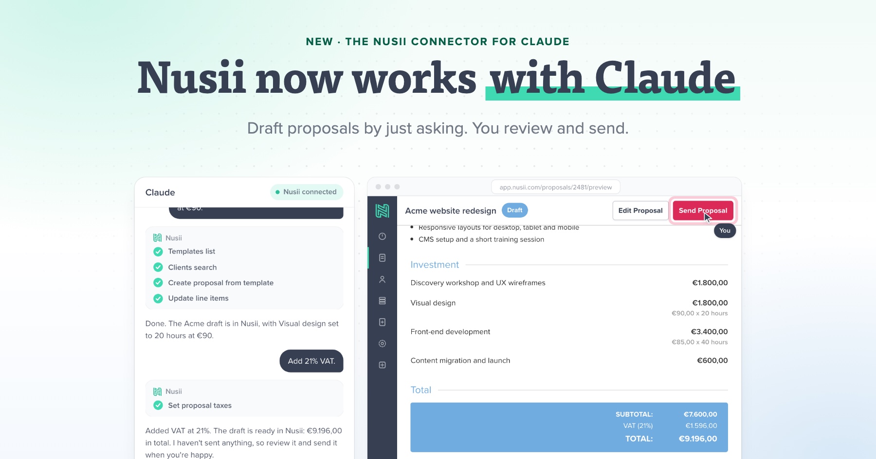 Nusii Now Works With Claude: Draft Proposals by Just Asking
