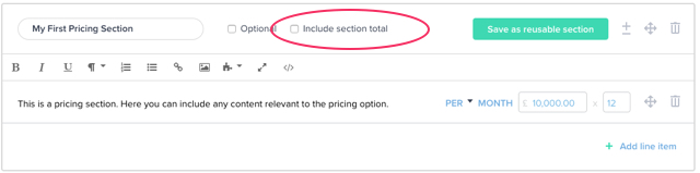 Checkbox Exclude Section Total