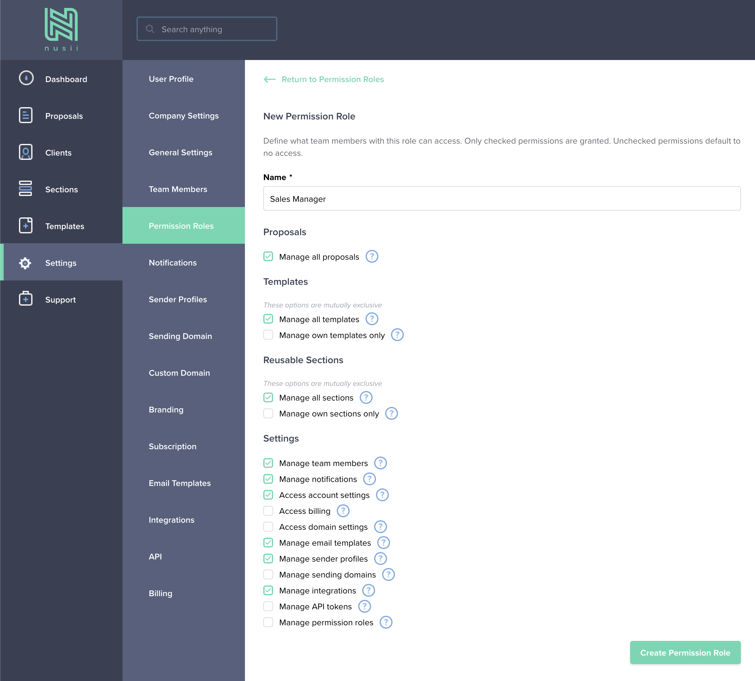 Create Permission Role form