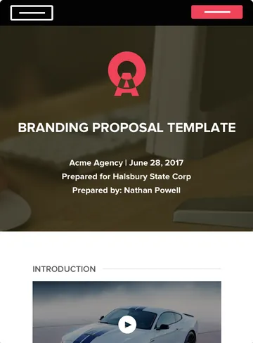 Branding proposal sample, cover page