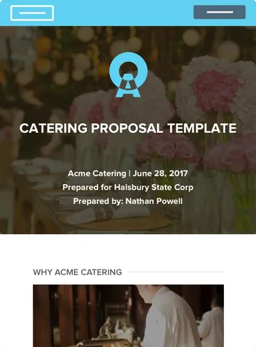 Catering proposal sample, cover page