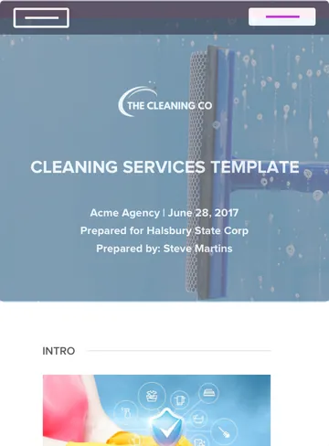 Cleaning Services proposal sample, cover page