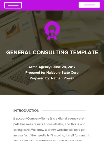 Consulting proposal sample, cover page