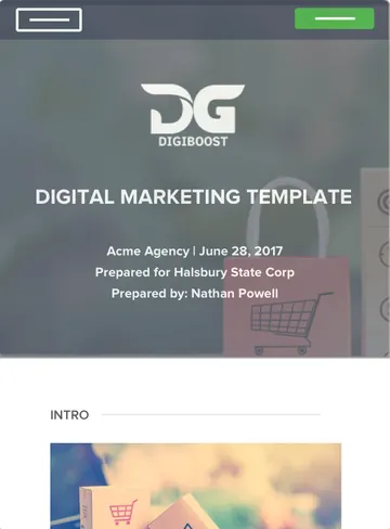 Digital Marketing proposal sample, cover page