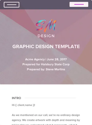 Graphic Design proposal sample, cover page