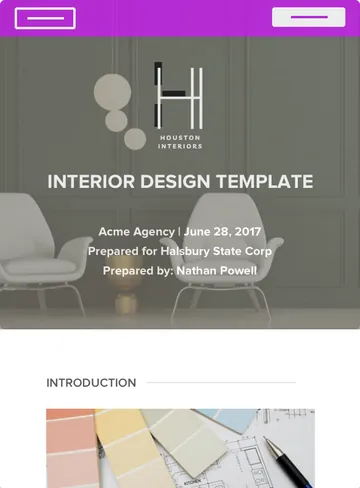 Interior Design proposal sample, cover page