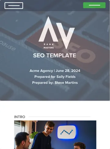 SEO proposal sample, cover page