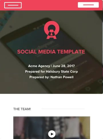 Social Media proposal sample, cover page